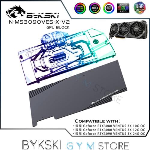 Bykski GPU Water Block For MSI Geforce RTX 3080 3090 VENTUS 3X 10G OC Graphic Card, VGA Liquild Cooler 12V/5V SYNC,N-MS3090VES-X