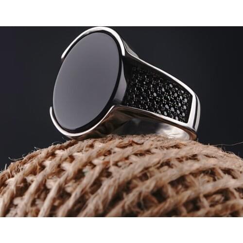 High-quality 925 Sterling Silver Onyx stone ring Jewelry Made in Turkey in a luxurious way for men with gift / rings onyx