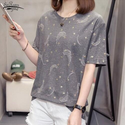 2021 Korea Style Summer Womens Blouse Short Sleeve Plus Size 4XL Women Shirt O-neck Casual Loose Women Tops Clothes 9021