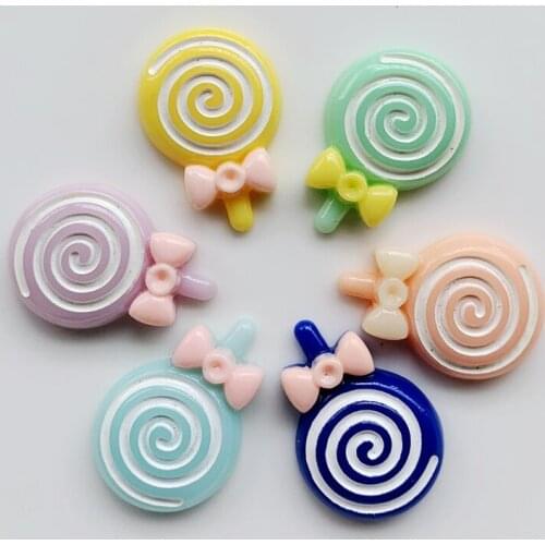 10PCS 21*30MM mixed color lovely lollipop shape flat back resin handmade scrapbook DIY handicraft hairpin decoration