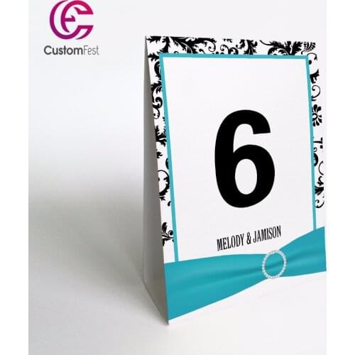 10pcs/lot Personalized ribbon feel stand free table number TN011