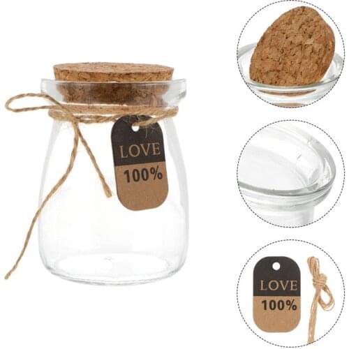 10pcs 100ML Heat Resistant Milk Glass Bottles Wood Lid Yogurt BottlesJar Party DIY Dessert Orgabizer Kitchen Storage