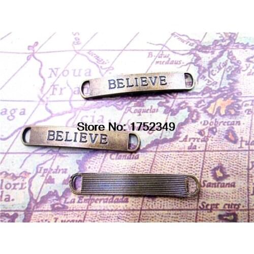 10pcs--Believe charm,Antique Tibetan bronze Believe charm Pendants,Believe Connector 50x8mm