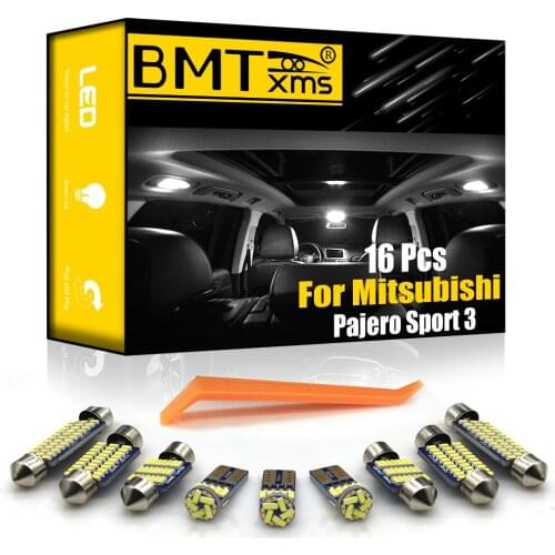 BMTxms 16Pcs Canbus For Mitsubishi Montero Shogun Pajero Sport 3 III KS 2016-2020 Vehicle LED Interior Light License Plate Lamp