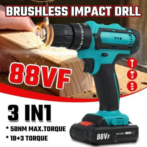 18+3 Torque 88V 7500mAh Cordless Drill 3IN1 Electric Impact Electrical Screwdriver Impact Wireless Tool Electric Hand Tools