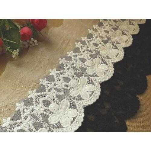 2 Meters/lot 13cm Width Beige Color Lace Embroidered Lace Trim Venise Cotton Lace Trim Lace Ribbon Lovely