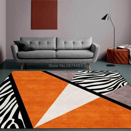 200*300cm Nordic Minimalist Geometric Black and White Stripes Orange Living Room Bedroom Bedside Carpet Floor Mats