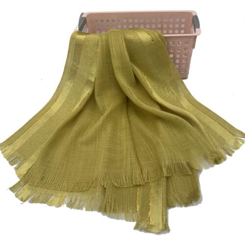 2020 Female Muslim Plain Glitter Hijab Scarf Women Tassel Shimmer Silver Shawl Headscarf Musulman Cotton Headband Hijab Wraps