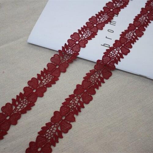 3cm 1.18"-3yards/lot DIY Craft Water Soluble Lace Trim~Wine Red~Venise Lace Trim ,Floral Lace