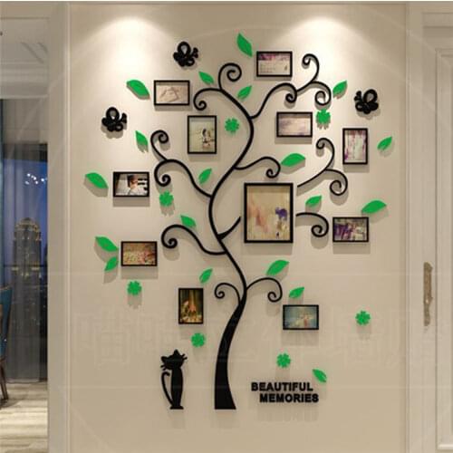 3D Tree Decal Sticker Acrylic Photo Album Wall Stickers Poster Hanging Tree Shape Decorations Home Decor Assembled Wallstickers