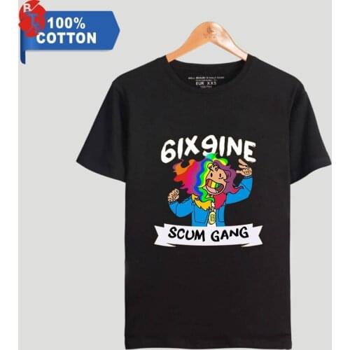 6ix9ine Fashion Rapper Printed 100% Cotton T-shirts Men Summer Short Sleeve Tshirts 2018 Casual Streetwear Hot Sale Clothes