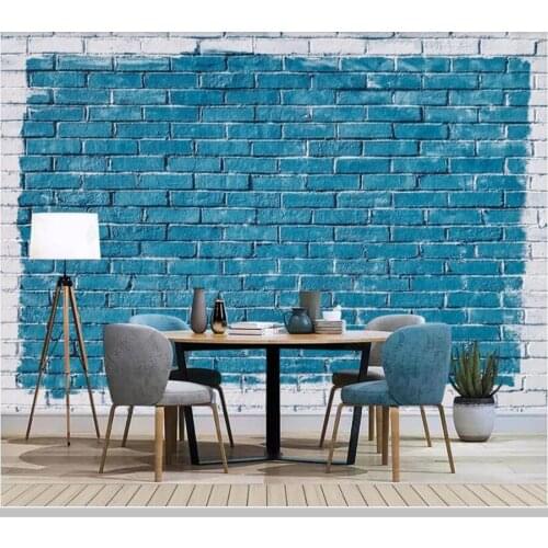 Papel de parede Blue brick wall abstract geometric square 3d wallpaper mural,living room tv wall bedroom wall papers home decor