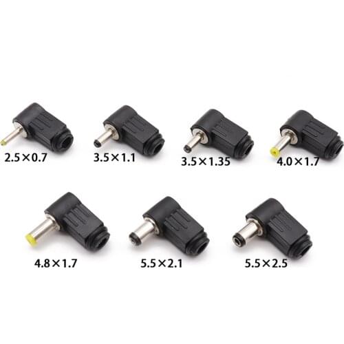 DC Power Male Plug Jack Adapter 90 Degree Male 5.5x2.1mm 5.5x2.5mm 4.8x1.7mm 4.0x1.7mm 3.5x1.35mm 2.5x0.7mm 2.0x0.6mm