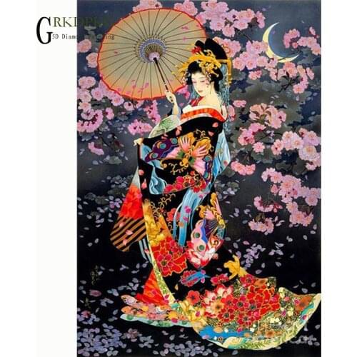 GRKDPKJ Full Square / Round Drill 5D DIY Diamond Painting "Japanese woman" Embroidery Cross Stitch Mosaic Home Decor Gift drill