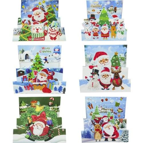 Diamond Painting for Kids Christmas Greeting Cards Santa Tree 5D DIY Special Shaped Diamond Embroidery Art Crafts New Year Gifts