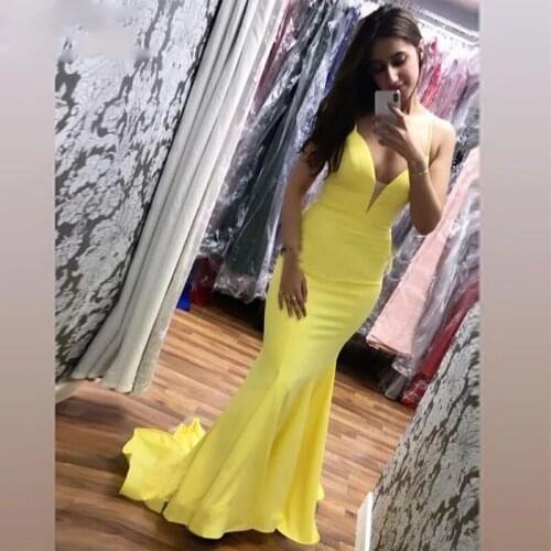 ANGELSBRIDEP Mermaid Prom Dresses Vestidos De Festa Sexy V-Neck Court Train Abendkleider Formal Pageant Dresses Plus Size