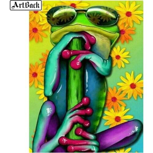 ARTBACK Diamond Mosaic Cool Frog Pattern 5d diy Diamond Painting Full Square Drill Diamond Embroidery 3d Wall Sticker Animal