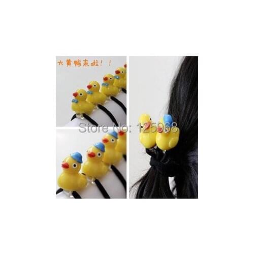 Free Shipping!New Arrive 30pcs/lot Fashion 3D Yellow Duck Animal Style Elastic Hair Ties Bands Headband Ponytail Holder
