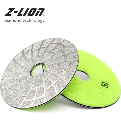 Z-LEAP 4 Inch Diamond Grinding Pad Vacuum Brazing Diamond Polishing Wheel Dry Wet Use For Granite Marble Stone Concrete Abrasive