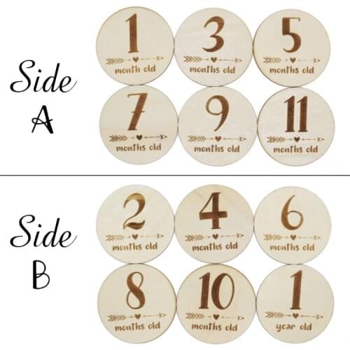 Wooden Baby Month Milestone Card Newborn Birth Month Birthday Milestone Wooden Teether Baby Kids Photography Props Toy