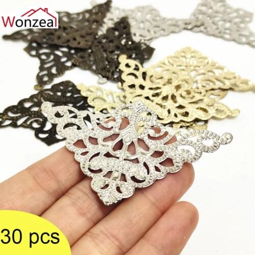 30pc Small Jewelry Box Chest Gift Wine Wooden Case Book Scrapbook Photo Album Frame Decorative Iron Corner Edge Protector Guard