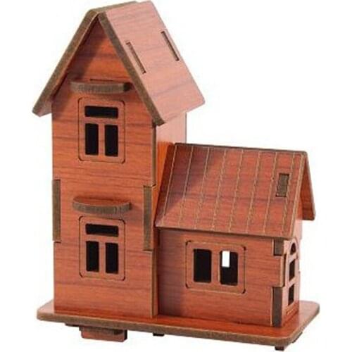 Wooden Childrens 3D Three-Dimensional European Small Farmhouse Assembled Model Block Toy Baby Kids Early Educational Puzzle Toy