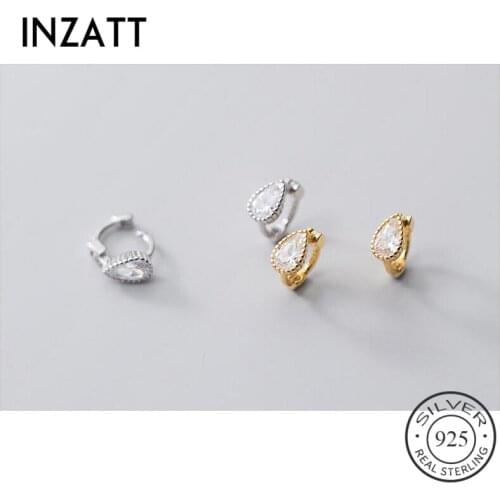 INZATT Real 925 Sterling Silver Zircon Waterdrop Hoop Earrings For Fashion Woman Party Cute Fine Jewelry Minimalist Accessories
