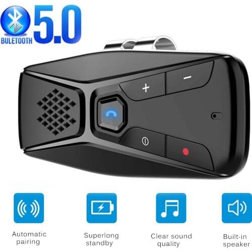 JINSERTA Multi-function Bluetooth 5.0 Speakerphone Car Kit MP3 Music Player Handsfree Siri Google assistant Sun Visor