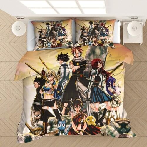 Anime FAIRY TAIL Comforter Bedding Set Duvet Covers Pillowcases Bed Set Cartoon Comforter Bedding Sets Bedclothes Bed Linen Kids