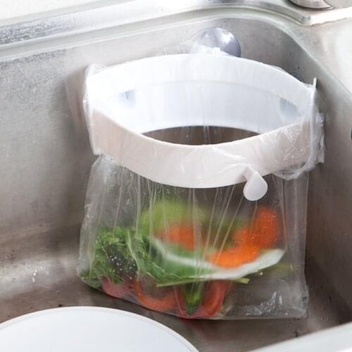 Kitchen and Bathroom Sink Garbage Rack Bathroom Three Suction Cup Curved Sink Can Hold Garbage Bag Rack Bathroom Garbage Clip