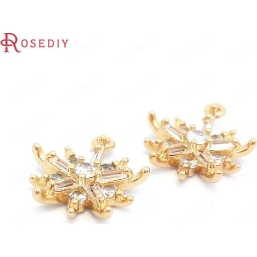 39549)6PCS 15x18MM 24K Gold Color Brass and Zircon Star Charms Pendants Jewelry Making Supplies Diy Findings Accessories