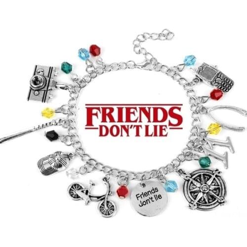 Hot STRANGER THINGS Friends Don't Lie Charm Boho Bracelet Wristlet Movie Jewellery