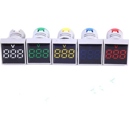 Mini Protective Film 22mm AC20-500V Voltage Meter Pilot Light Signal Lamp Indicator Digital Display LED Square Round Voltmeter