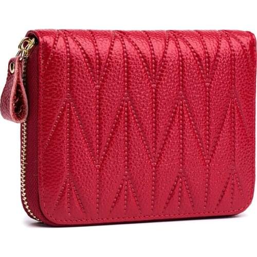 Genuine Leather Multi Function Card Holder Large Capacity High Quality Wallet Purse Fashion Leisure Portable Unisex Zipper Bag