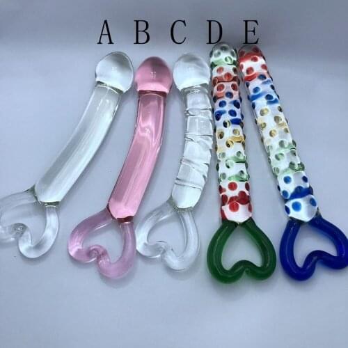 NEW Grain Screw Thread Heart Pyrex Glass Dildo Fake Penis Adult Sex Toys Anal Butt Plug Clit G Spot Stimulator Masturbation