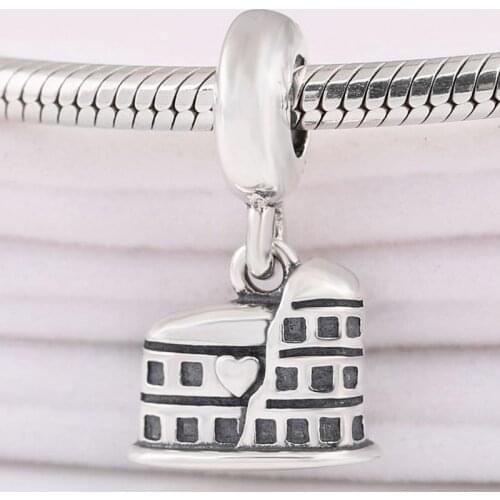 Original Vintage Roman Colosseum Pendant Beads Fit 925 Sterling Silver Bead Charm Pandora Bracelet Bangle Diy Jewelry