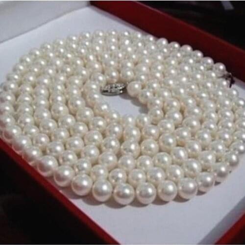 Fashion 6-7mm natural white freshwater cultured pearl necklace round beads long chain for women party clothes gifts 48inchMY4575
