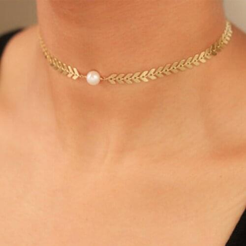 HebeDeer Bohemia Pearl Necklaces Choker Jewelry Lady Trendy Girl Silver Color Trendy Necklace Chain Women Kpop Collier