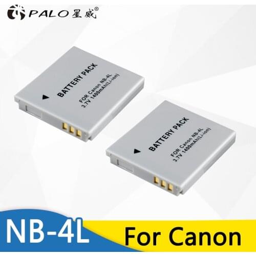 Palo 2pcs 1400mAh NB-4L NB4L NB 4L Li-ion Digital Battery for Canon IXUS 30 40 50 60 80 100 I20 For Canon PowerShot SD1000 1100
