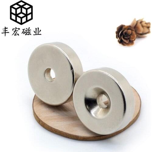 30*8-6 large suction NdFeB iron absorbing stone with screw hole strong magnet 30*8 hole 6 perforated magnet