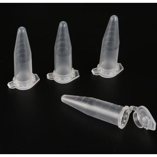 100Pcs Clear Micro Plastic Test Tube Centrifuge Vial Snap Cap Container for Laboratory Sample Specimen School Stationery 1.5ml