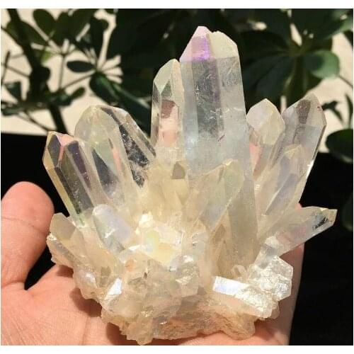 200g Rare beautiful white flame aura quartz crystal cluster specimen