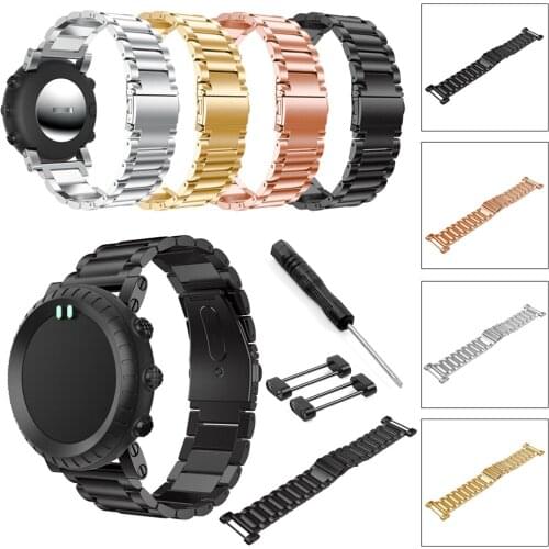 24mm Quick Release Stainless Steel Business Watch Band For Suunto Core All Black Business Luxury Wrist Bracelet Strap Durable