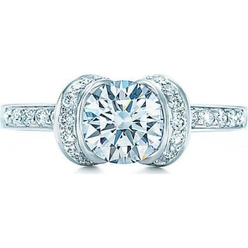 Romantic Proposal Love Ring 1Ct Round Cut Lady Ring 925 Silver Rings Engagement Jewelry White Gold Color