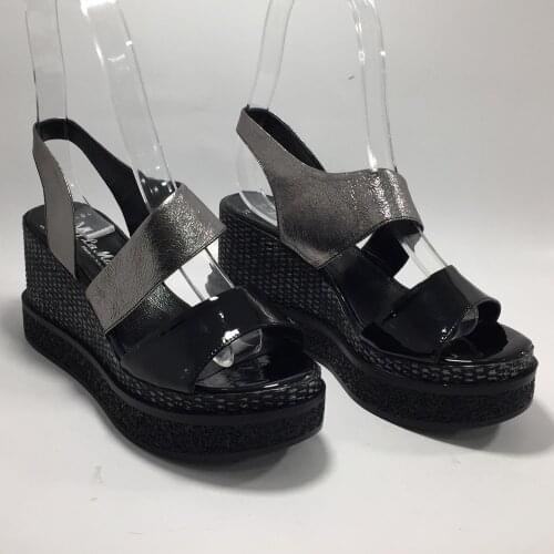 Women Platform Sandals Steel Pink Colour Spring Summer Slippers New Fashion Comfy Slip On Genuine Leather Beach Shoes