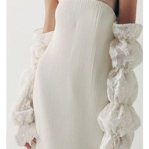 Bridal Sleeves White Lace Removable Long Sleeves Off-shoulder Handmade Detachable Bridal Sleeves For Elegant Wedding Boleros