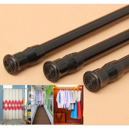 Telescopic Spring Tension Rod Metal Black Shower Curtain Pole Extendable Room Divider for Bathtub Shower Stall Window Wardrobe
