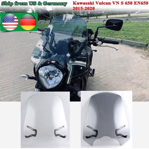 Motorcycle Windshield Windscreen Wind Deflectors with Bracket for Kawasaki Vulcan VN S 650 EN650 2015 2016 2017 2018 2019 2020