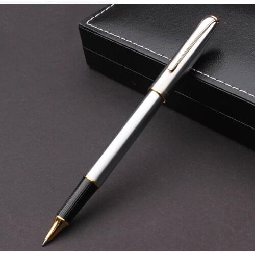 High-end Hero 704 Silver Rollerball Pen Black Ink 0.5mm Signature Pens with A Box The Best Gift Writing Stationery for Student