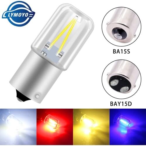 1PC 1156 led P21W BA15S bulb 1157 BAY15D P21/5W LED Car Turn Signal Lights COB 2smd Auto Brake Light Reverse Lamp White Red 12V